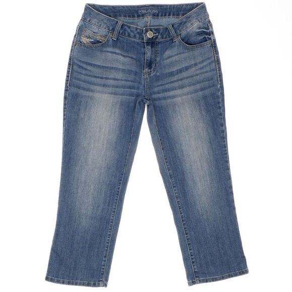 Maurices Crop Jeans Size 6 Womens Blue Denim Stretch Measures 28 x 22 - Picture 1 of 9